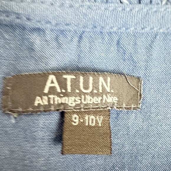 A.T.U.N‎ All Things Nice Girls Size 9-10 Light Blue Cotton Ruffle Dress - Picture 4 of 6